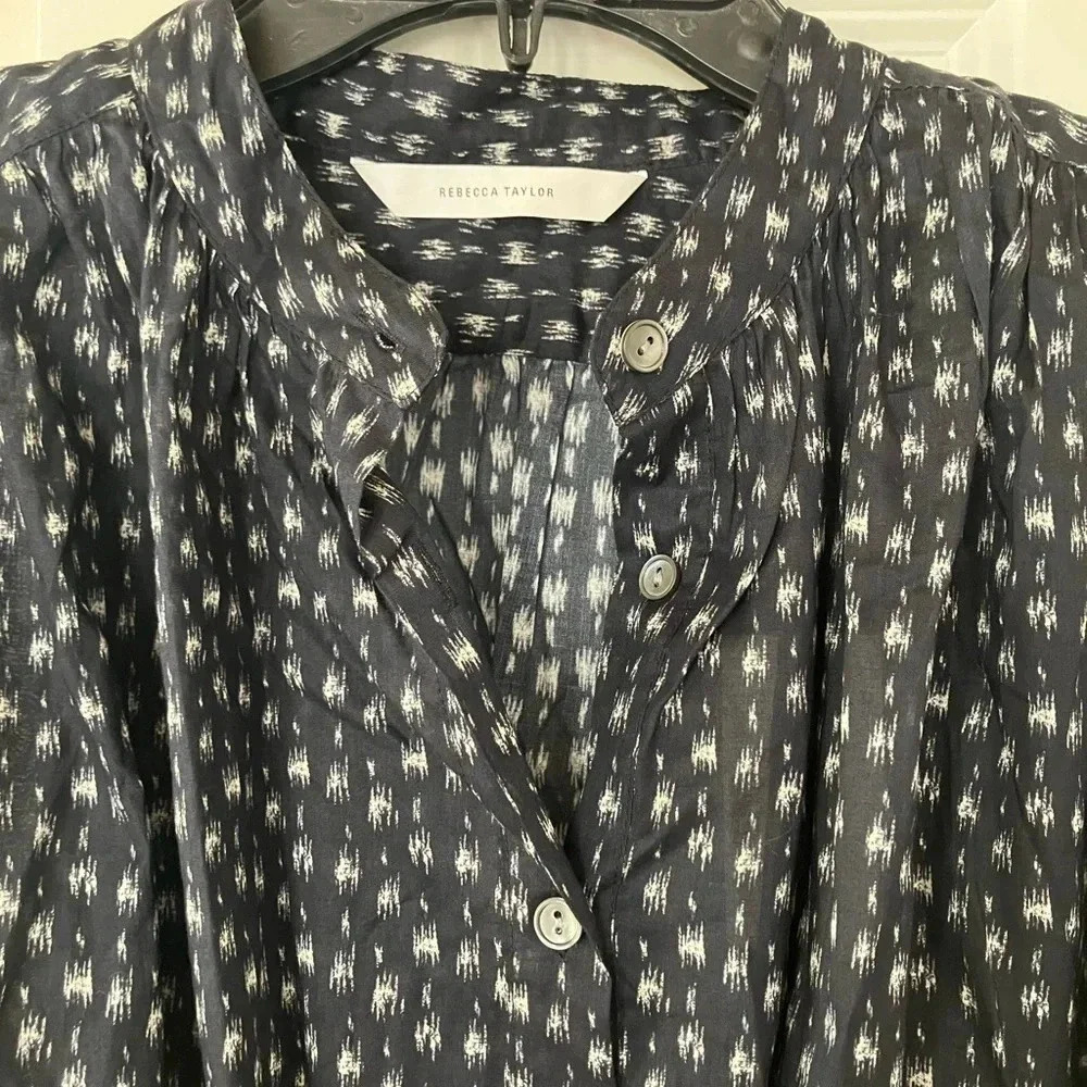 Rebecca Taylor Ikat Print Smocked Cotton Shirred dress Size M NWT - Picture 5 of 8